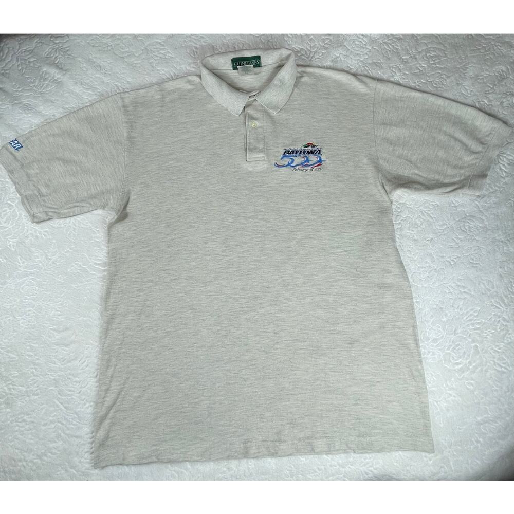 🔥Vintage Outerbanks NASCAR Daytona 500 Racing 2001 Gray Polo Shirt XL